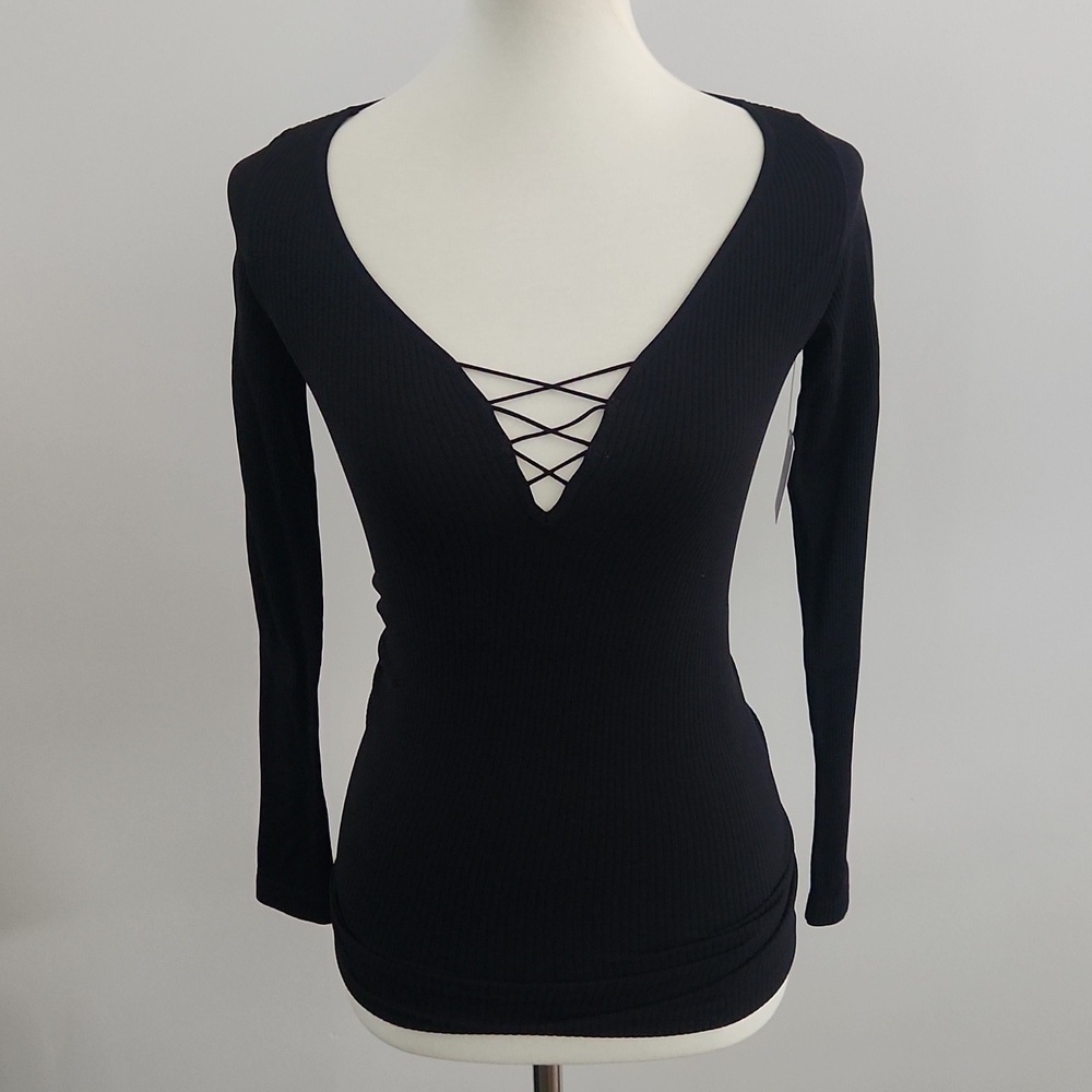 NWT FP Black Ribbed Top - Picture 4 of 7